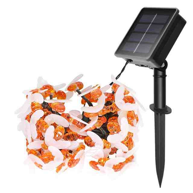 Outdoor Solar Bee Lights String Garden Joulukoristeet